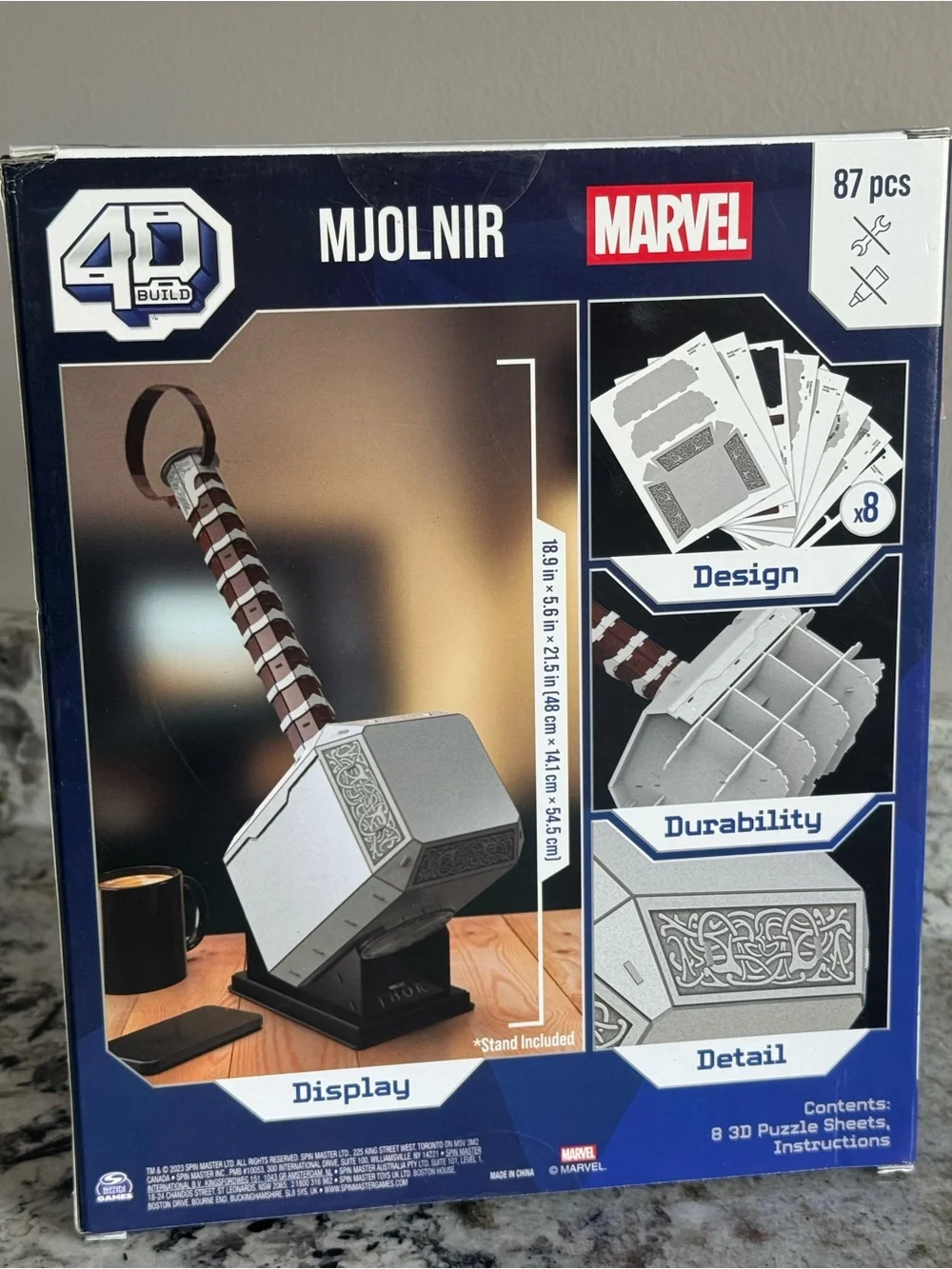 Marvel Mjolnir 3D Model Kit - Silver & Brown